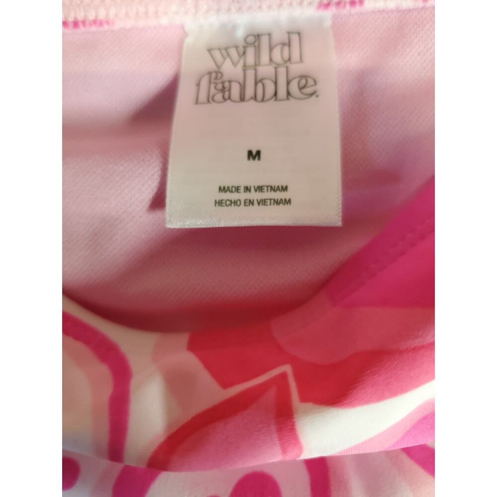 Wild Fable Womens Bikini Set L Top M Bottom Pink Heart Print NWT Removable Pads - Picture 4 of 4